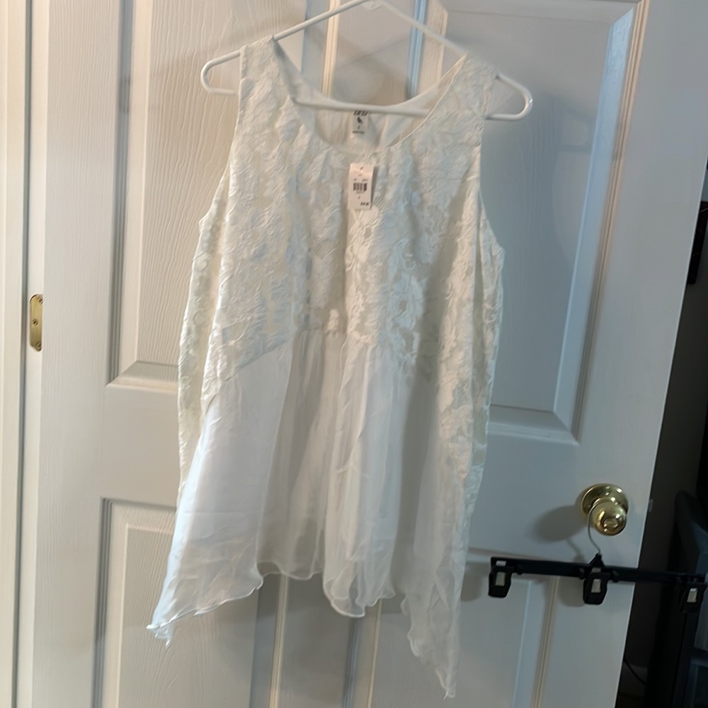 Belle bird - White lace & voile tank, size L